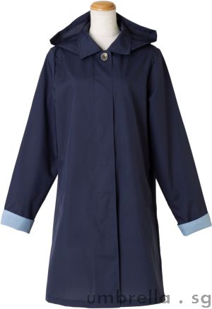 Ladies Soutien Collar Raincoat in Navy
